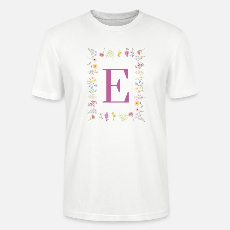 Monogramm E mit Frühlingsblüten - Stanley/Stella Unisex Bio-T-Shirt CRAFTER - Weiß