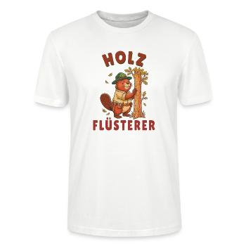 Holzflüsterer Biber Tischler Handwerker Lustig - Stanley/Stella Unisex Bio-T-Shirt CRAFTER - Weiß - Vorne - Alina (178cm) & Michal (187cm)
