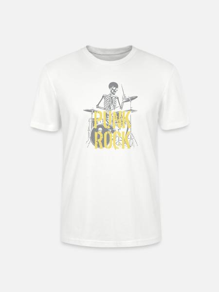Punkrock-Skeleton-Schlagzeuger - Stanley/Stella Unisex Bio-T-Shirt CRAFTER - Weiß