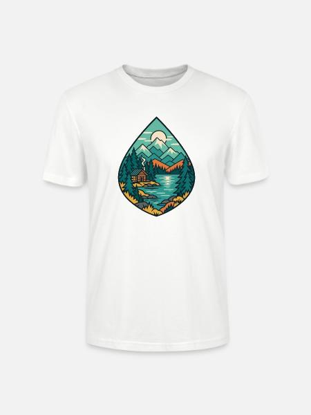 Waldsee Hüttenlandschaft - Stanley/Stella Unisex Bio-T-Shirt CRAFTER - Weiß
