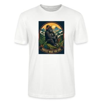 Beschütze, was du liebst – Gorilla Natur Design - Stanley/Stella Unisex Bio-T-Shirt CRAFTER - Weiß - Vorne - Alina (178cm) & Michal (187cm)