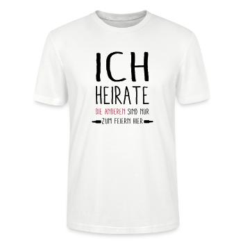 ich Heirate - die anderen feiern - Stanley/Stella Unisex Bio-T-Shirt CRAFTER - Weiß - Vorne - Alina (178cm) & Michal (187cm)