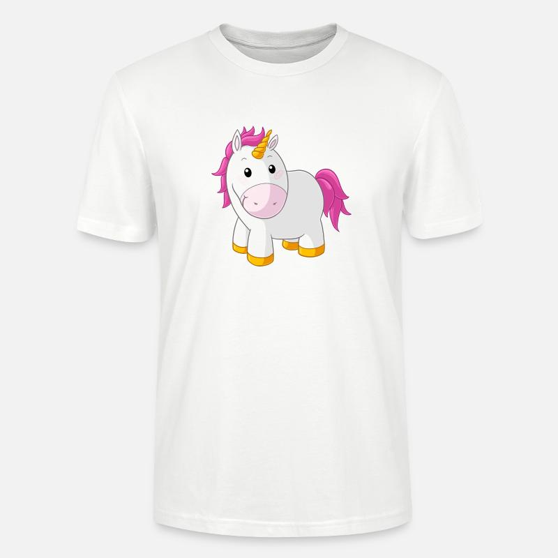 Pinkes glückliches Comic Einhorn - Stanley/Stella Unisex Bio-T-Shirt CRAFTER - Weiß