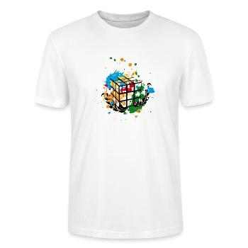 Rubik's Cube Peinture Taches De Couleur - T-shirt bio CRAFTER Stanley Stella Unisexe - blanc - Devant - Alina (178cm) & Michal (187cm)