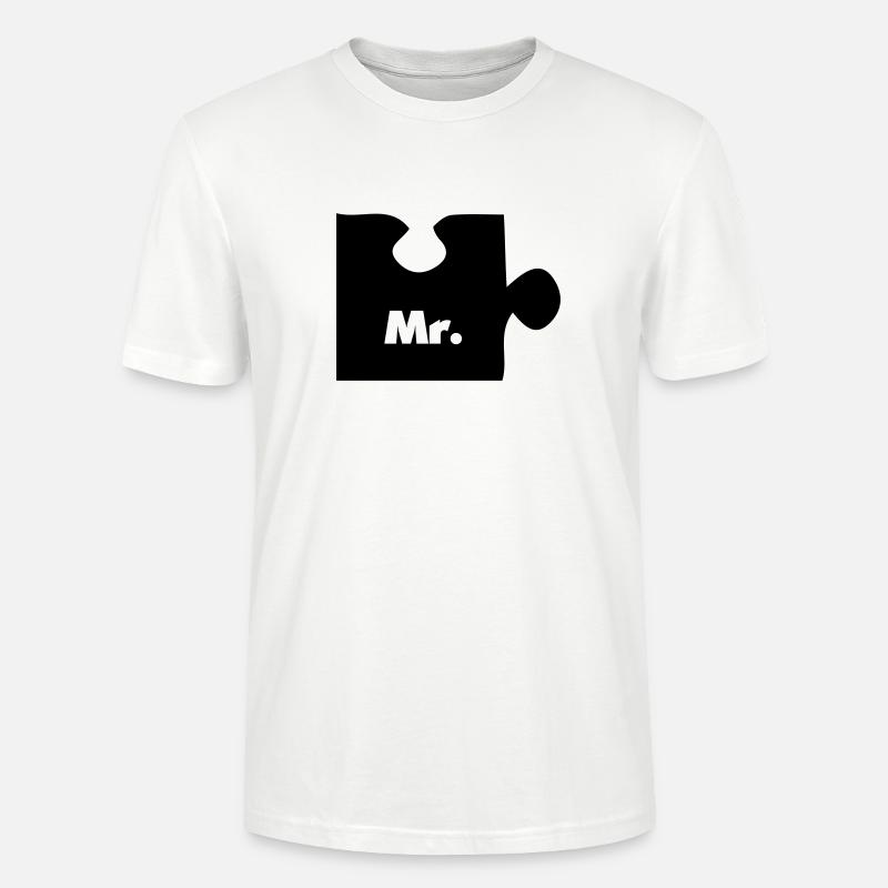 Man Mr. Puzzle Pairs pièce de puzzle couleur sélectionnable - T-shirt bio CRAFTER Stanley Stella Unisexe - blanc