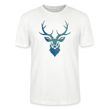 Hirsch Geweih Wald Jäger Hirschkopf Hirschgeweih - Stanley/Stella Unisex Bio-T-Shirt CRAFTER - Weiß - Vorne - Alina (178cm) & Michal (187cm)