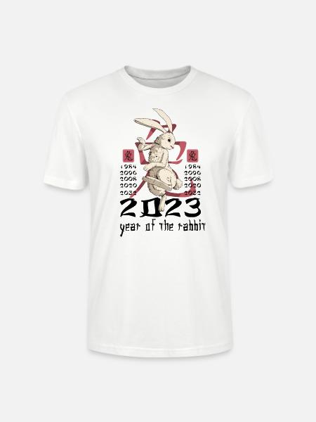 Chinesisches Hase Schriftzeichen Neujahr - Stanley/Stella Unisex Bio-T-Shirt CRAFTER - Weiß