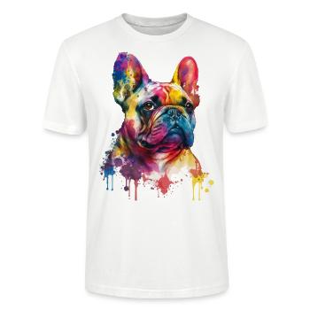 Französische Bulldogge - Stanley/Stella Unisex Bio-T-Shirt CRAFTER - Weiß - Vorne - Alina (178cm) & Michal (187cm)