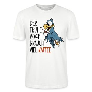 Der frühe Vogel braucht viel Kaffee - Stanley/Stella Unisex Bio-T-Shirt CRAFTER - Weiß - Vorne - Alina (178cm) & Michal (187cm)