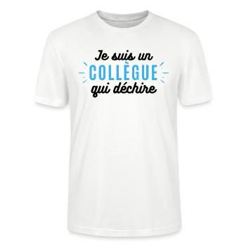 cadeau collègue Je suis un collègue qui déchire - T-shirt bio CRAFTER Stanley Stella Unisexe - blanc - Devant - Alina (178cm) & Michal (187cm)