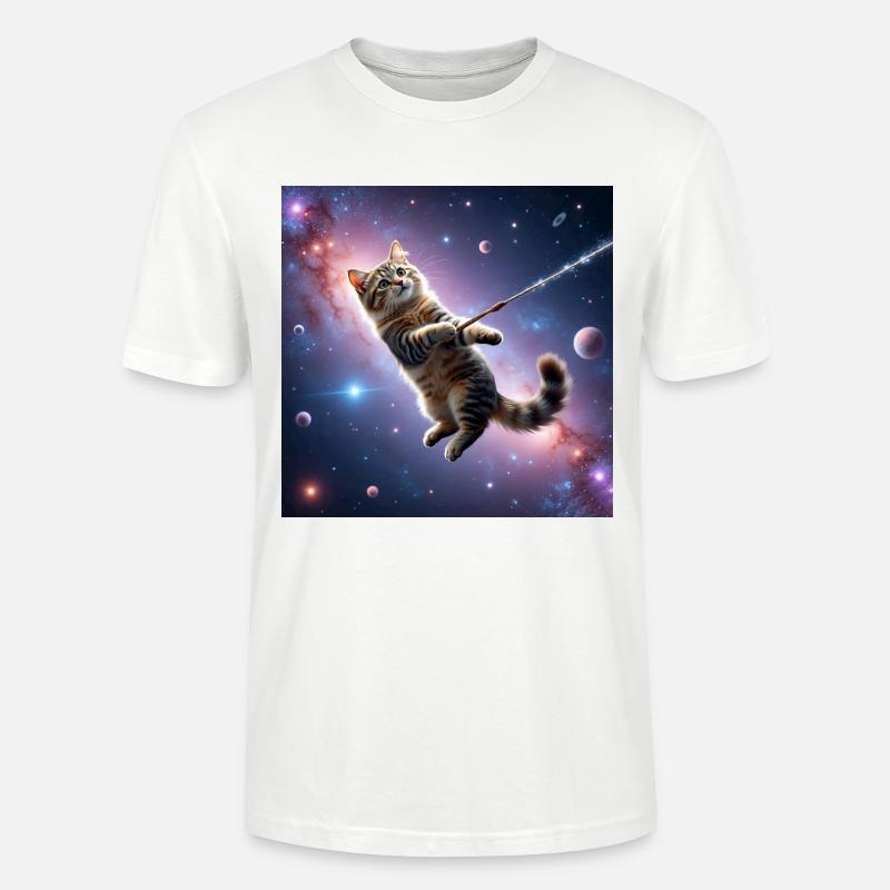 Chat dans l’espace - T-shirt bio CRAFTER Stanley Stella Unisexe - blanc