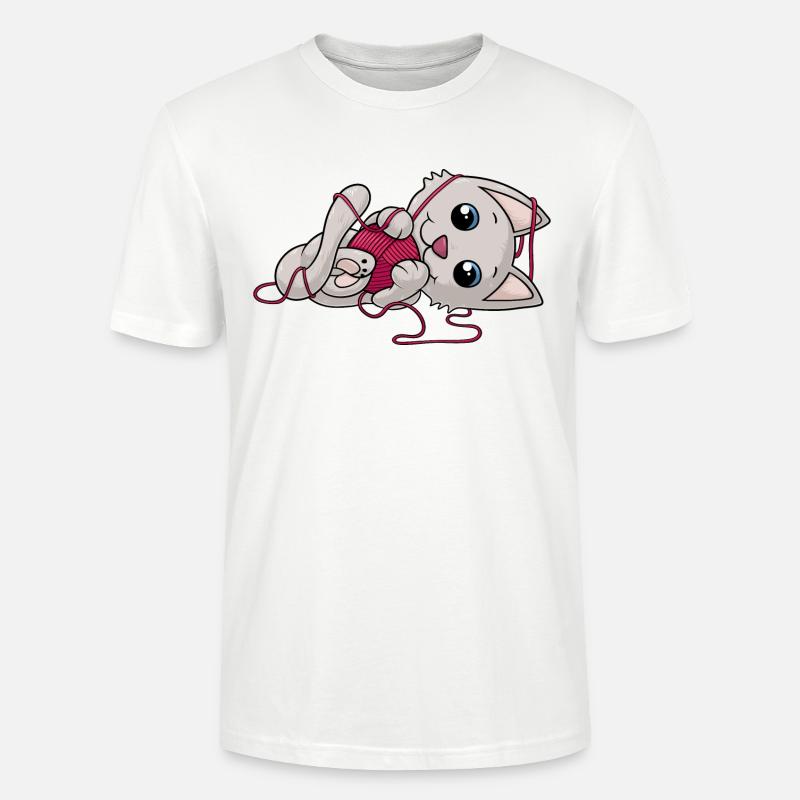 Süße Comic Katze - Stanley/Stella Unisex Bio-T-Shirt CRAFTER - Weiß