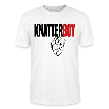 Knatterboy with Heart und rot Aufreißer - Stanley/Stella Unisex Bio-T-Shirt CRAFTER - Weiß - Vorne - Alina (178cm) & Michal (187cm)