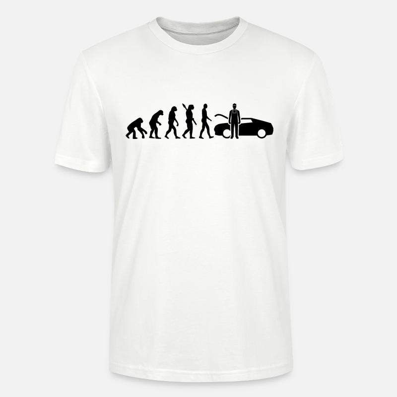 Evolution Noir mécanicienne - T-shirt bio CRAFTER Stanley Stella Unisexe - blanc