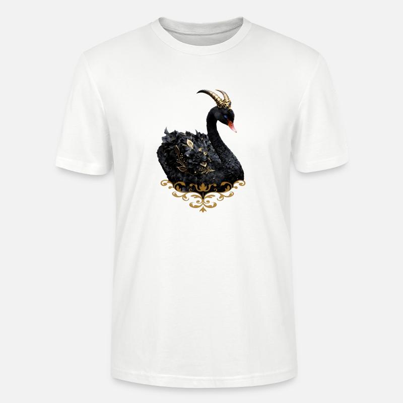 Schwarzer Schwan mit goldener Krone - Stanley/Stella Unisex Bio-T-Shirt CRAFTER - Weiß