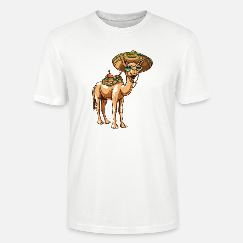 Kamel Comic Lustig Sombrero - Stanley/Stella Unisex Bio-T-Shirt CRAFTER - Weiß