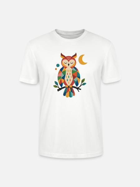 Geometrische Eulenfarben - Stanley/Stella Unisex Bio-T-Shirt CRAFTER - Weiß