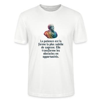 T-shirts Stoïcisme : L'inspiration à portée de soi - T-shirt bio CRAFTER Stanley Stella Unisexe - blanc - Devant - Alina (178cm) & Michal (187cm)