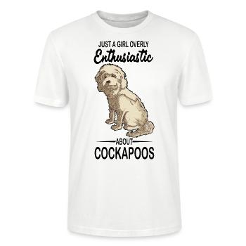Cockapoo amoureux des chiens | Idée cadeau de race de chien - T-shirt bio CRAFTER Stanley Stella Unisexe - blanc - Devant - Alina (178cm) & Michal (187cm)