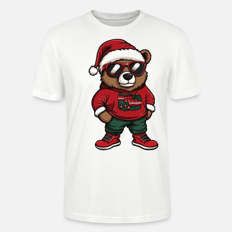 Bear Christmas Comic Cool - Stanley/Stella CRAFTER Unisex Organic T-Shirt - white