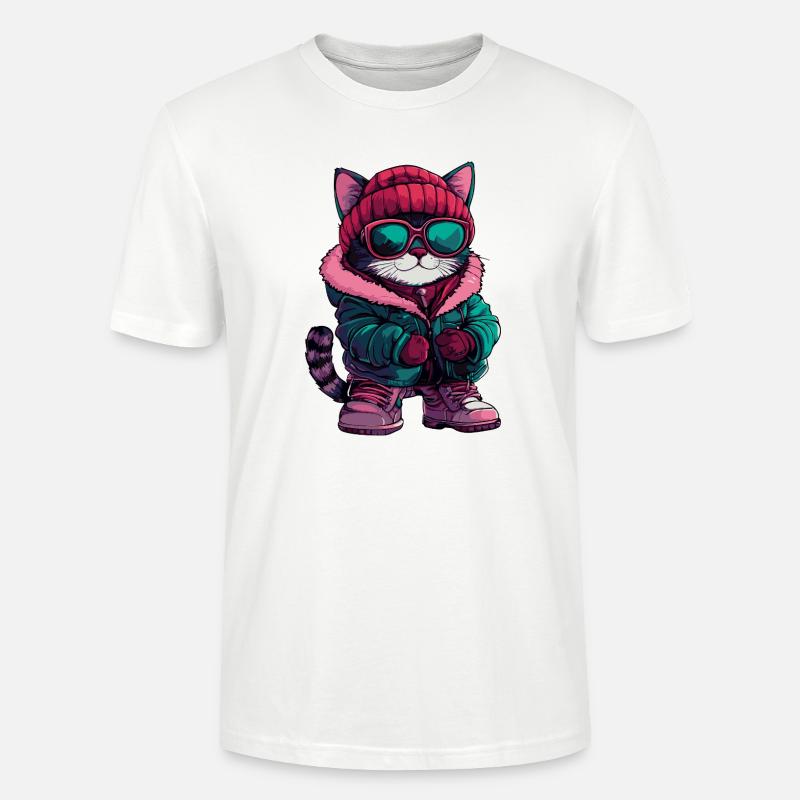 Katze Cool Comic - Stanley/Stella Unisex Bio-T-Shirt CRAFTER - Weiß