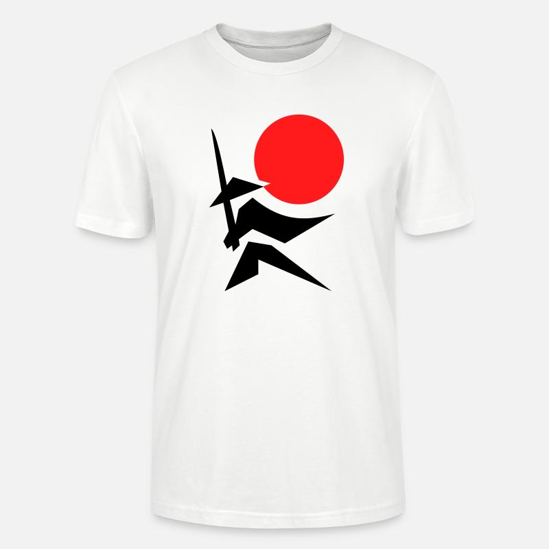 Abstraktes Bild mit Samurai Rot Schwarz - Stanley/Stella Unisex Bio-T-Shirt CRAFTER - Weiß