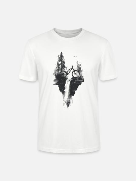 Mountainbike Waldlandschaft Waterfall Abenteuer - Stanley/Stella Unisex Bio-T-Shirt CRAFTER - Weiß