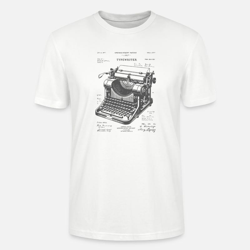 Plan de machine à écrire antique - T-shirt bio CRAFTER Stanley Stella Unisexe - blanc