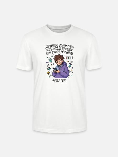 Gen Z Leben Schlafmangel Kaffee - Stanley/Stella Unisex Bio-T-Shirt CRAFTER - Weiß