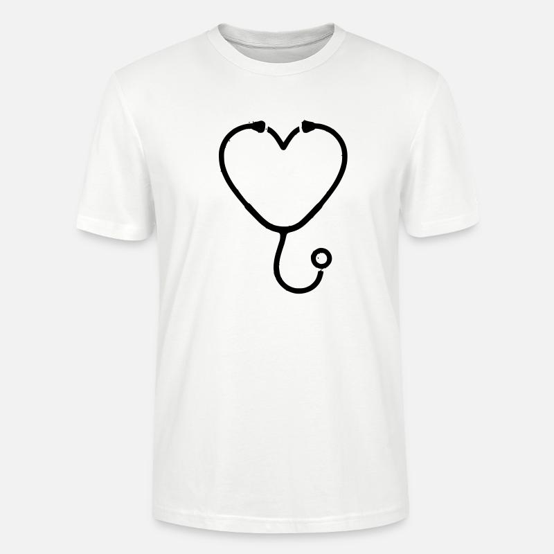 Plan de médecine cardiaque par stéthoscope - T-shirt bio CRAFTER Stanley Stella Unisexe - blanc