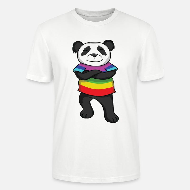 Panda Rainbow Pride with Attitude - Stanley/Stella CRAFTER Unisex Organic T-Shirt - white