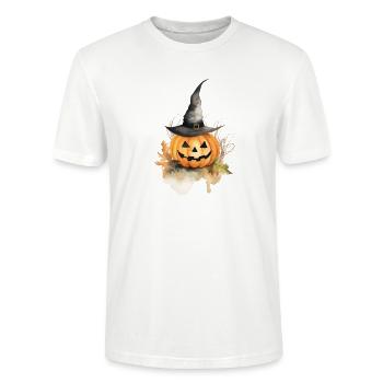Watercolor pumpkin with a hat - Stanley/Stella CRAFTER Unisex Organic T-Shirt - white - Front - Alina (178cm) & Michal (187cm)