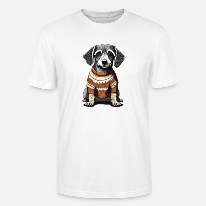 Hund mit Pullover - Stanley/Stella Unisex Bio-T-Shirt CRAFTER - Weiß