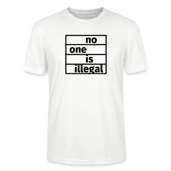No One is Illegal - Stanley/Stella Uniseks bio-T-shirt CRAFTER - wit - Voor - Alina (178cm) & Michal (187cm)