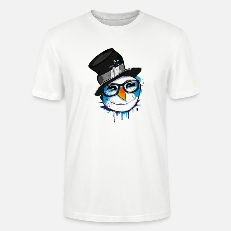Schneemann mit Nerd Brille - Stanley/Stella Unisex Bio-T-Shirt CRAFTER - Weiß