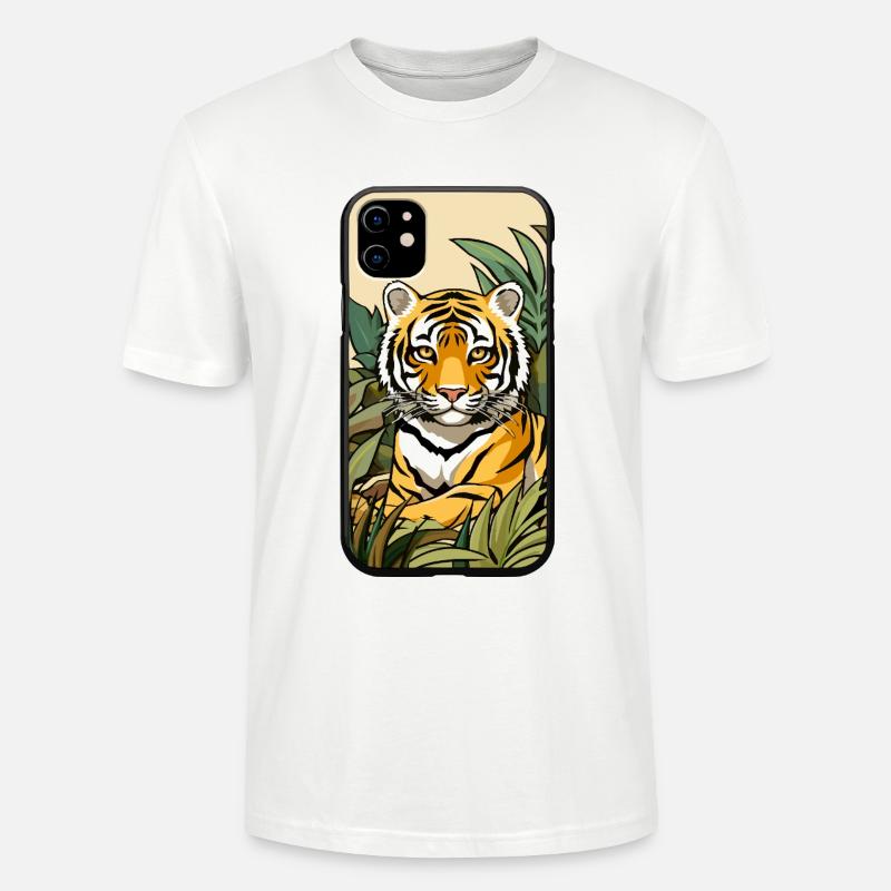 Tiger Dschungel Farbexplosion - Stanley/Stella Unisex Bio-T-Shirt CRAFTER - Weiß