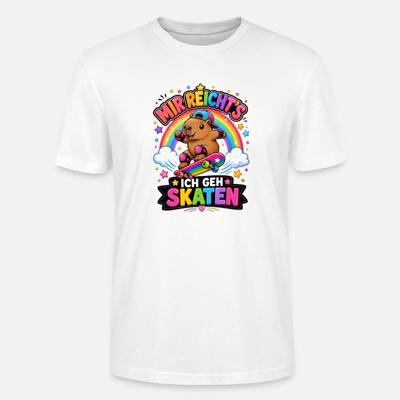 Skate Capybara Regenbogen - Stanley/Stella Unisex Bio-T-Shirt CRAFTER - Weiß