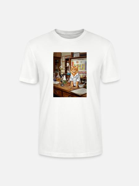 Wissenschaftliche Katze im Labor - Stanley/Stella Unisex Bio-T-Shirt CRAFTER - Weiß