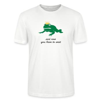 grumpy frog prince - waiting - Stanley/Stella CRAFTER Unisex Organic T-Shirt - white - Front - Alina (178cm) & Michal (187cm)