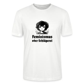 Feminismus oder Schlägerei - Stanley/Stella Unisex Bio-T-Shirt CRAFTER - Weiß - Vorne - Alina (178cm) & Michal (187cm)