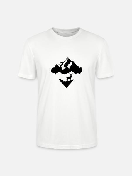 Hirsch, Wald und Berg - Stanley/Stella Unisex Bio-T-Shirt CRAFTER - Weiß