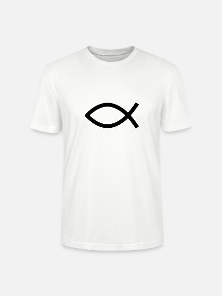 Christian fish/ichthys symbol - Stanley/Stella CRAFTER Unisex Organic T-Shirt - white
