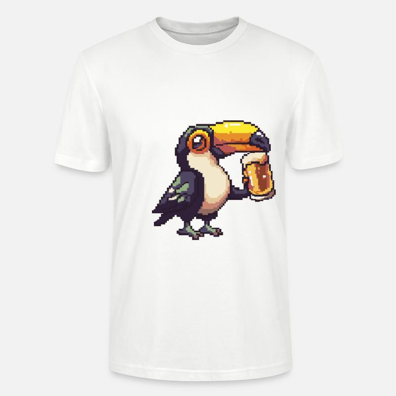 Tukan Vogel Bier Pixel - Stanley/Stella Unisex Bio-T-Shirt CRAFTER - Weiß