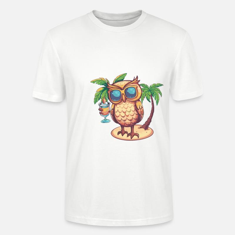 Eule Sommer Strand Comic - Stanley/Stella Unisex Bio-T-Shirt CRAFTER - Weiß