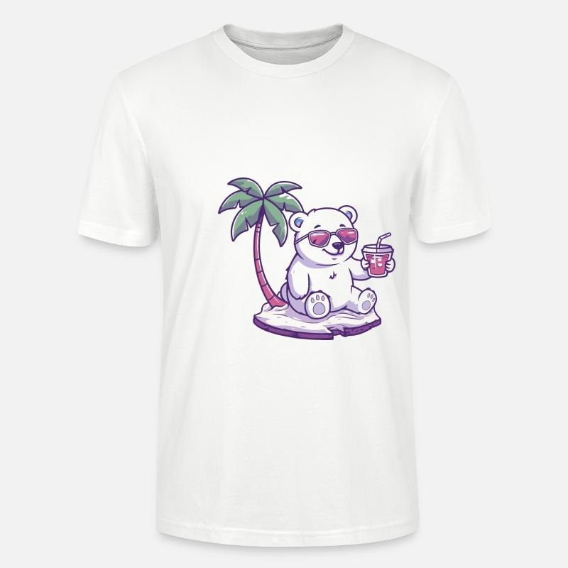 Eisbär Sommer Strand Comic - Stanley/Stella Unisex Bio-T-Shirt CRAFTER - Weiß