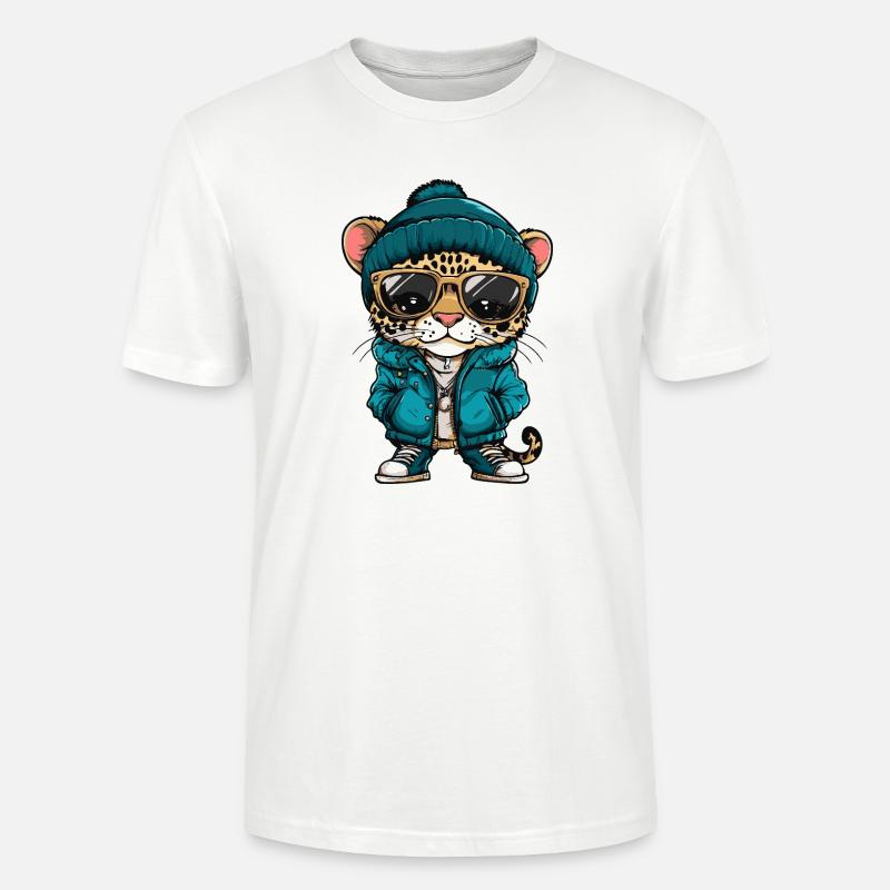 Léopard Bande dessinée cool - T-shirt bio CRAFTER Stanley Stella Unisexe - blanc