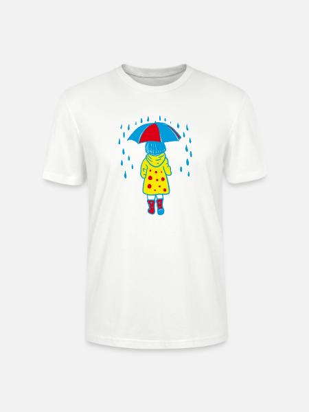 Kind mit Regenschirm im Regen - Stanley/Stella Unisex Bio-T-Shirt CRAFTER - Weiß