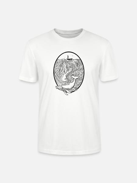 Wal mit Taucher im Oval - Stanley/Stella Unisex Bio-T-Shirt CRAFTER - Weiß