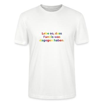 Lebe so, dass Fundis was dagegen haben - Stanley/Stella Unisex Bio-T-Shirt CRAFTER - Weiß - Vorne - Alina (178cm) & Michal (187cm)