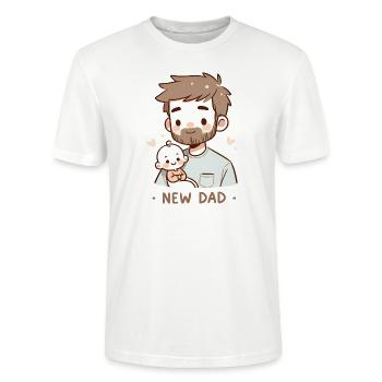 Neuer Vater und Baby - Väterliche Zärtlichkeit - Stanley/Stella Unisex Bio-T-Shirt CRAFTER - Weiß - Vorne - Alina (178cm) & Michal (187cm)